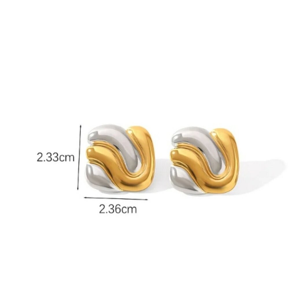 #311 Gold and Silver Square Earrings
